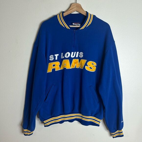 90s NFL St. Louis Rams Sweatshirt Embroidery Logo Blue Color Men’s large - Picture 1 of 10